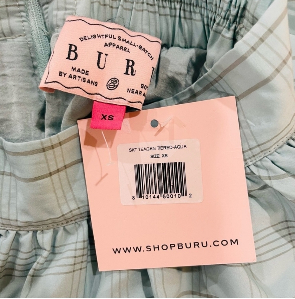 Buru Sweetheart Neck 3/4 Balloon Sleeve Textured Stripe Smocked Top & Skirt Set - Picture 6 of 16
